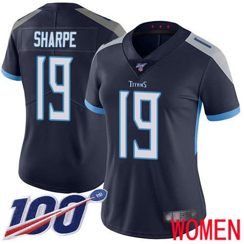 Tennessee Titans Limited Navy Blue Women Tajae Sharpe Home Jersey NFL Football #19 100th Season Vapor Untouchable->tennessee titans->NFL Jersey